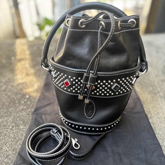 Yves Saint Laurent Handbags - Yves Saint Laurent Black Bucket Bag with Multicolor Studs